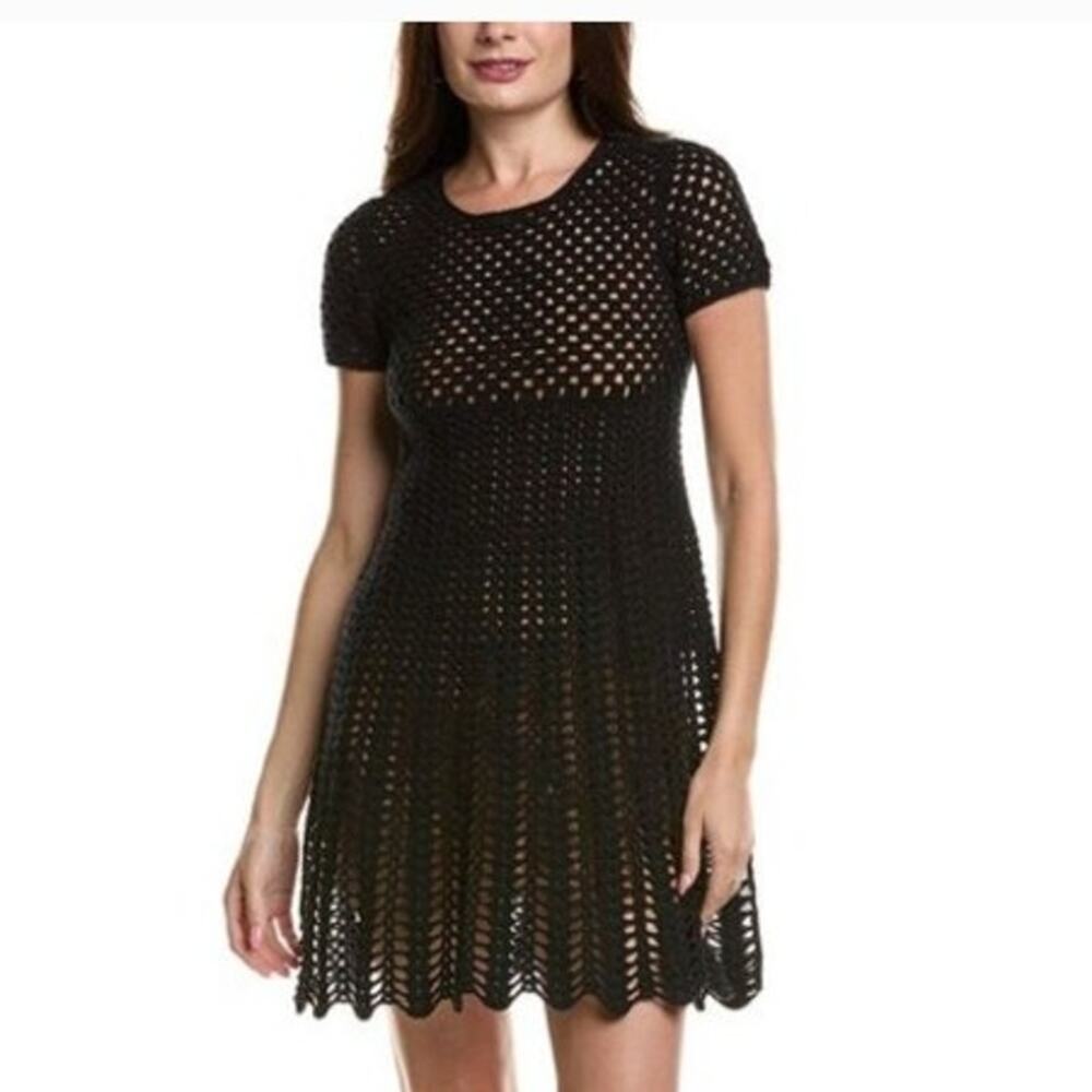 $1495 Michael Kors Collection Blue Crochet Cotton & Cashmere Dress Small